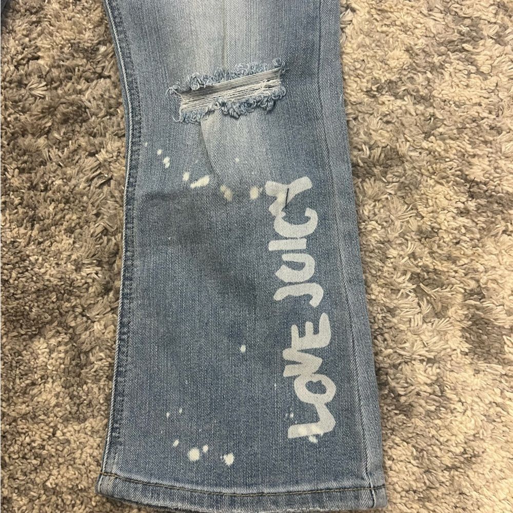 NWT Juicy Couture girls Mid Rise Crop Kick Flare jean stretch 12 Light Wash - Picture 4 of 11